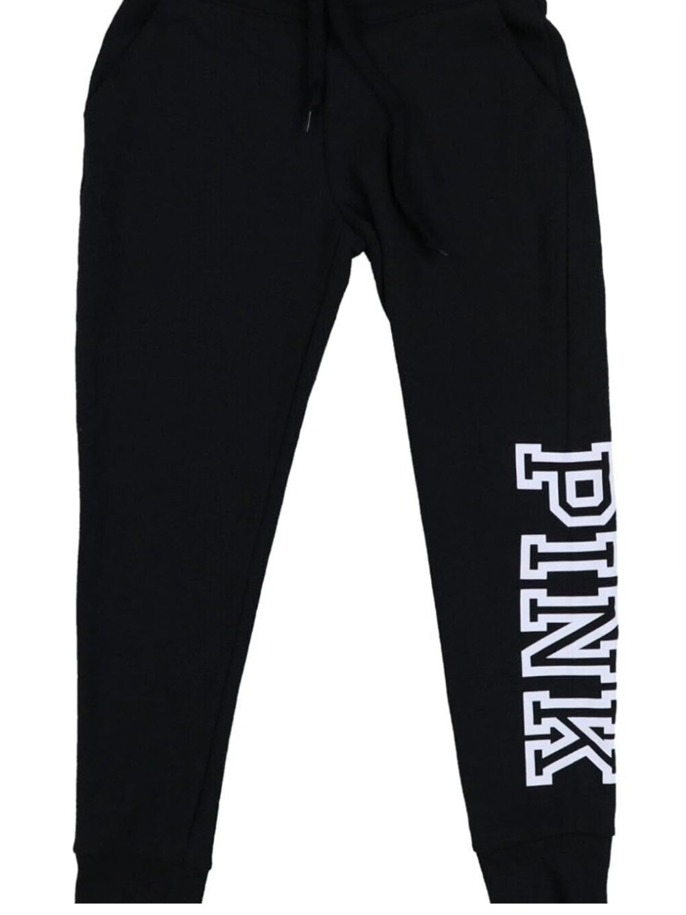 PINK Victoria's Secret Black Joggers with White Side Logo